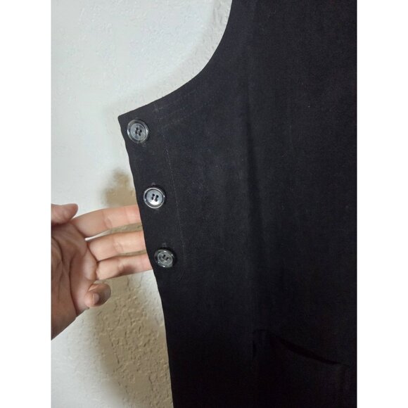 Vintage Talbots Side Button Pockets Dress Size XL Black Faux Suede Minimalist - Picture 5 of 7